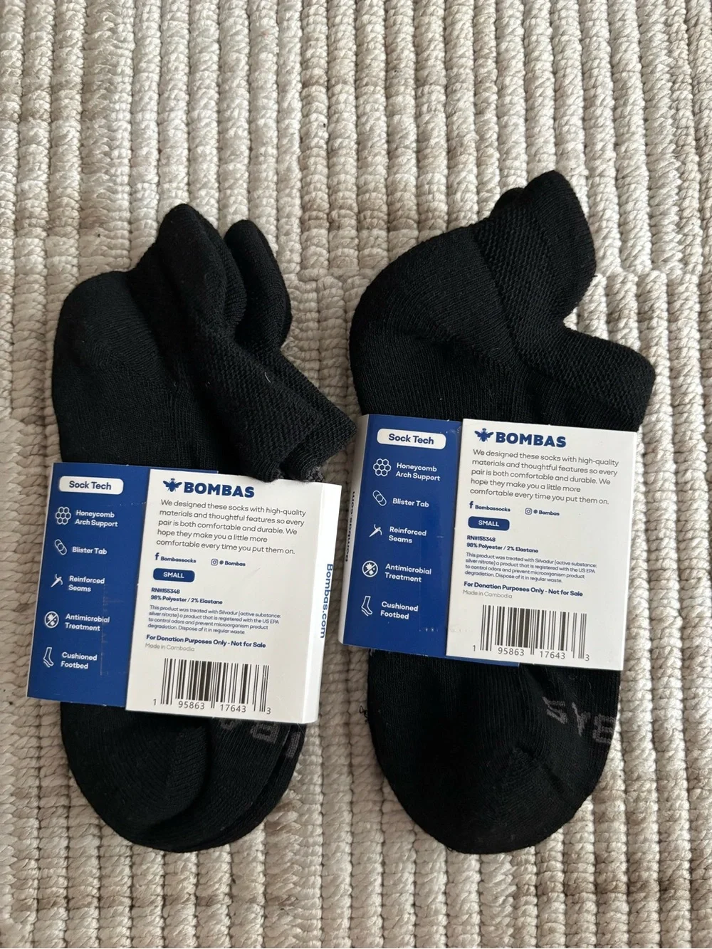 Bombas Kids Low-Cut Ankle Socks - Black (2-Pack)